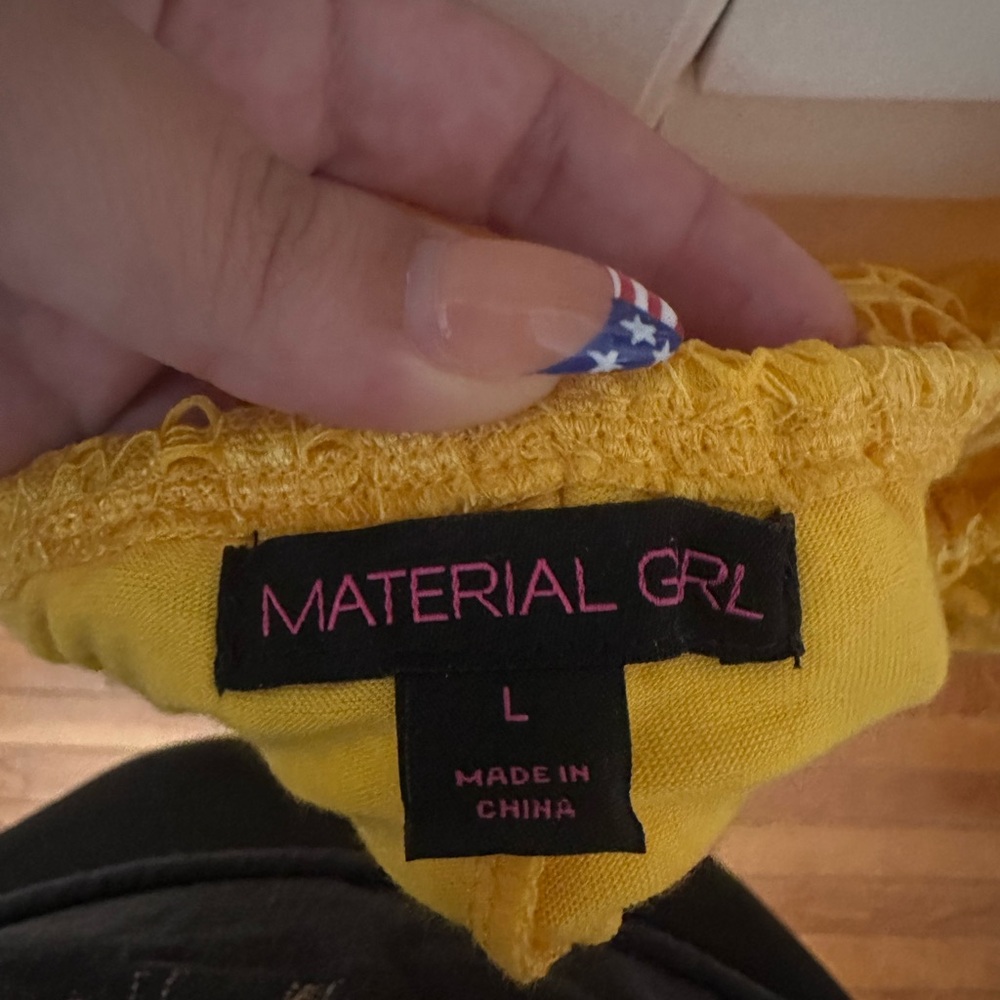 Material Girl Yellow Ribbed Off-Shoulder Sundress - Picture 5 of 5